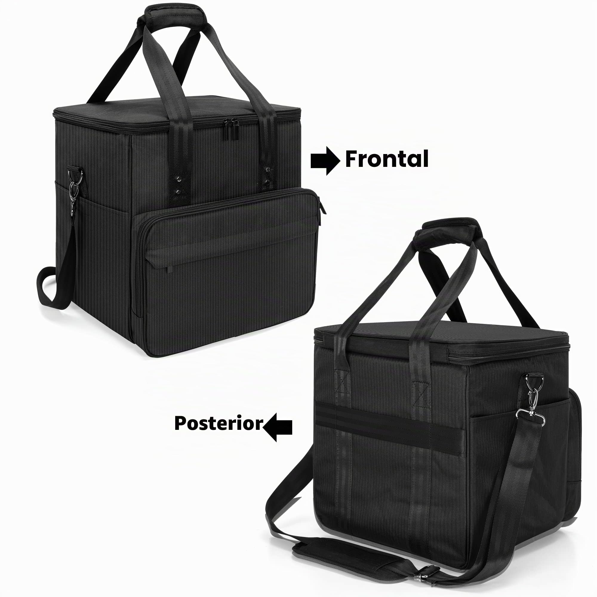 Trunab Bolsa de Transporte para Discos de Vinilo - Capacidad para 60 LP, Estuche con Separadores Extraíbles, Almacenamiento para Viajes