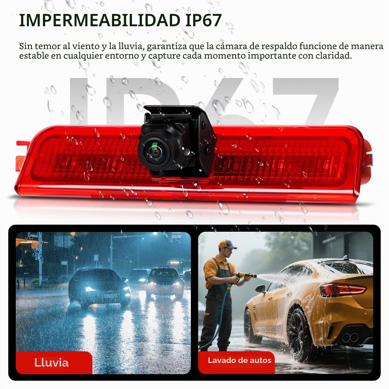 Hodozzy Cámara de Marcha Atrás para VW Caddy 2003-2015 para Luz de Frenos Cámara de visión Trasera luz de Freno de Coche AHD/CVBS con Líneas de Estacionamiento y Visión Nocturna Impermeable 12V