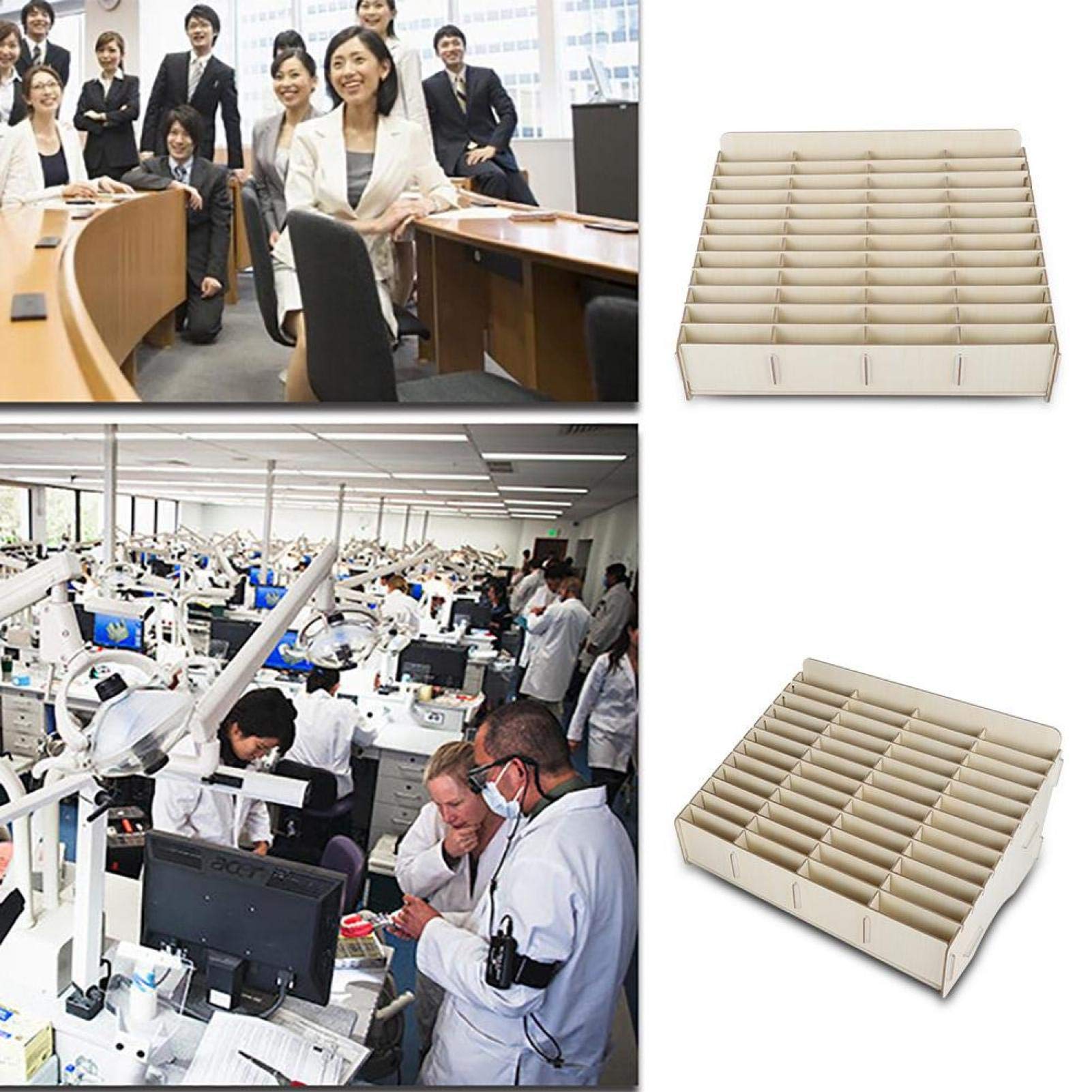 Boîte de rangement pour téléphone portable 48-grille en bois support de téléphone portable organisateur de bureau rack de stockage pour salle de classe bureau