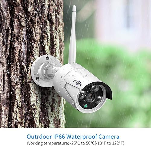 Miniatura 6 de Hiseeu Sistema de cámara de seguridad inalámbrica de 5MP con audio unidireccional, 500GB, 4 cámaras WiFi 5MP para exterioresinteriores, video HD,