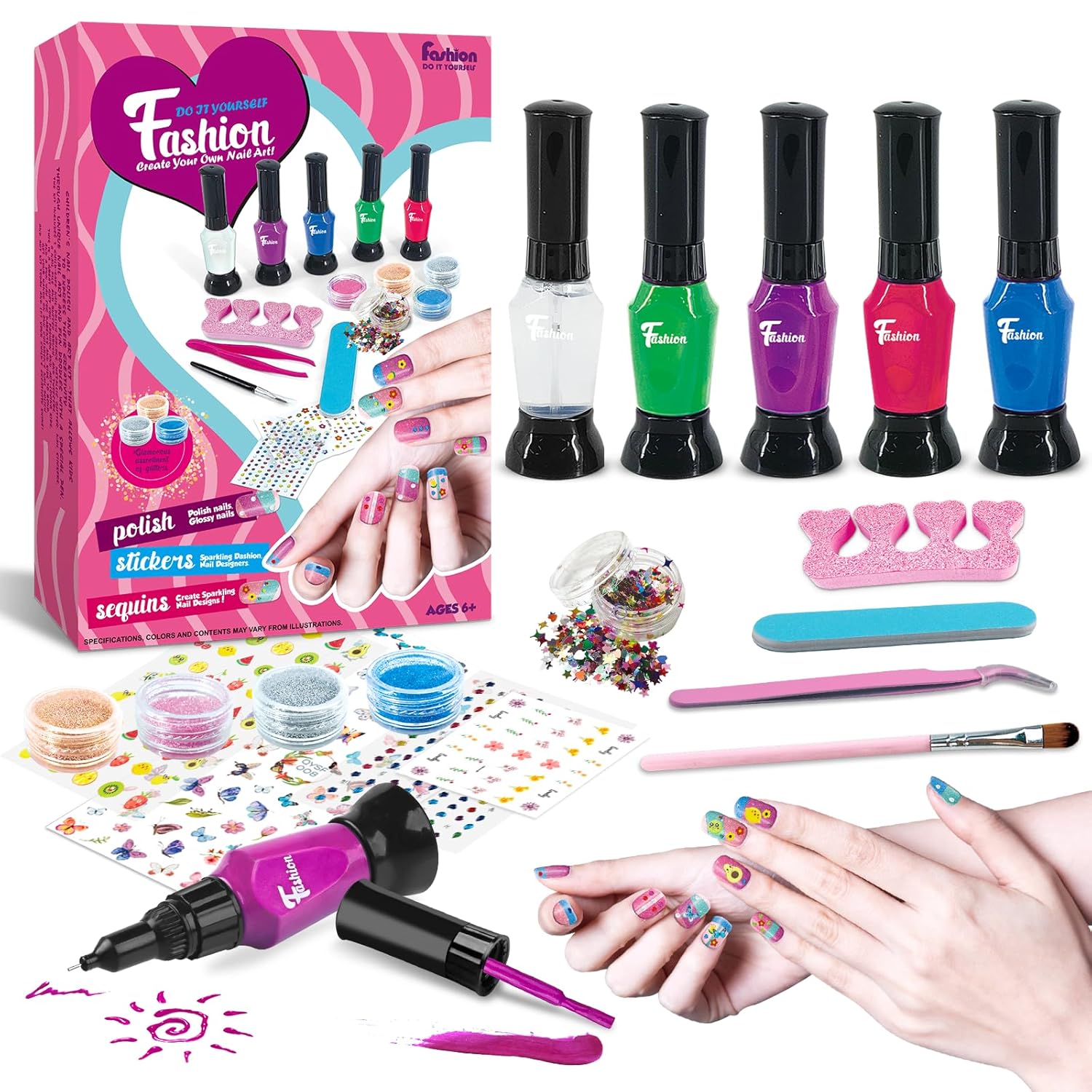 Nail Polish Set for Girls, Nail Art Kit for Kids,Glitter