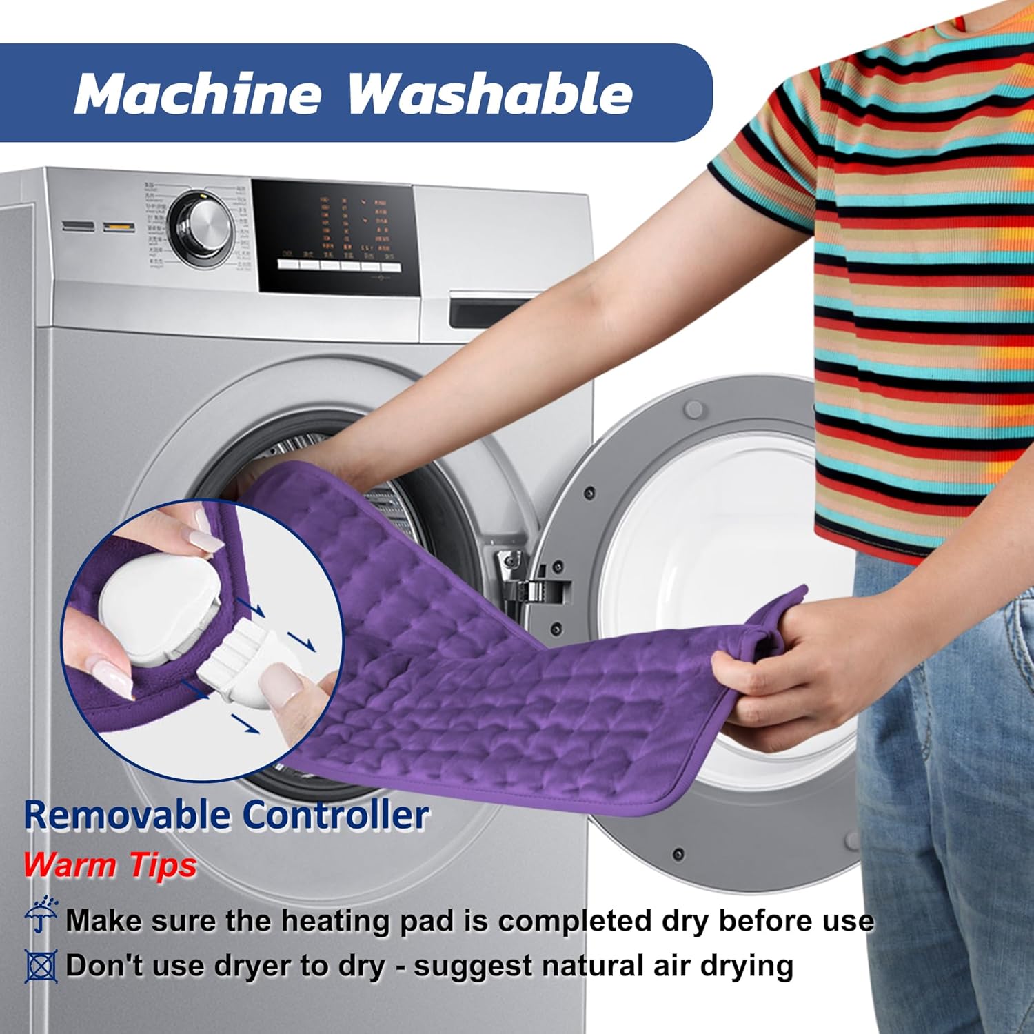 Electric Heating pad for Back Neck Shoulder Knee Arms Legs- Electric Heat Pads with 6 Heat Settings & Auto Shut Off &Dry/Moist Heat Heating Pad for Birthday Mother Father Girl Men Women