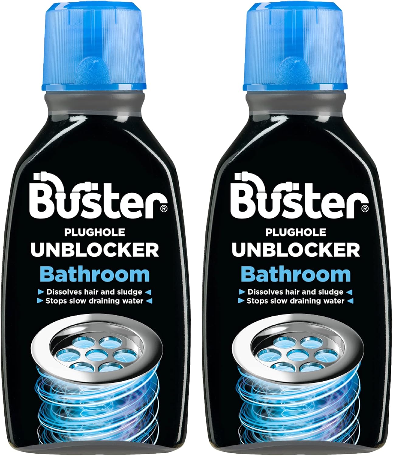 Buster Bathroom Plughole Unblocker 300ml, Pack of 2 Unblock Hair