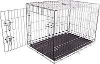 FOURPAW 36-Inch Foldable Metal Wire Dog Crate with Tray, Divider & Single Door - Durable for Medium Dogs like Corgis, Black