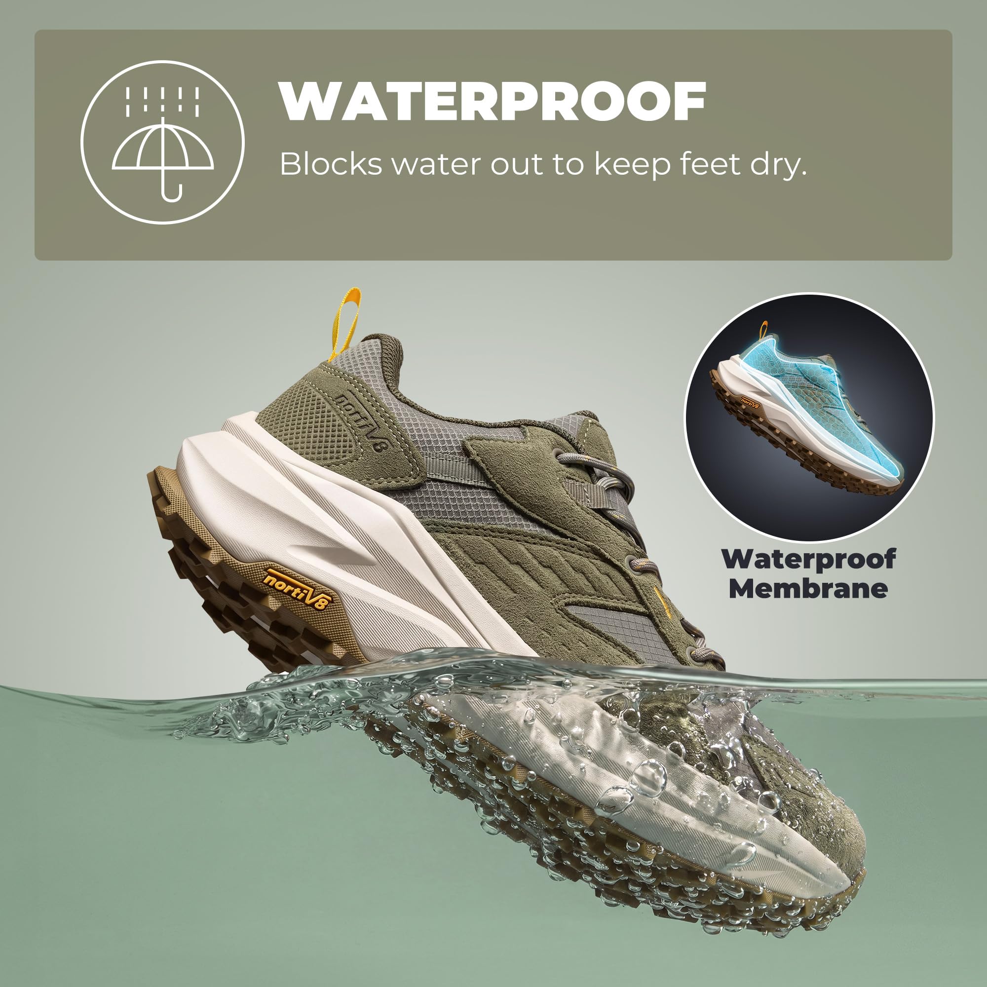 NORTIV 8 Botas Trekking Hombres Punta Ancha Impermeables Montaña Ligeros