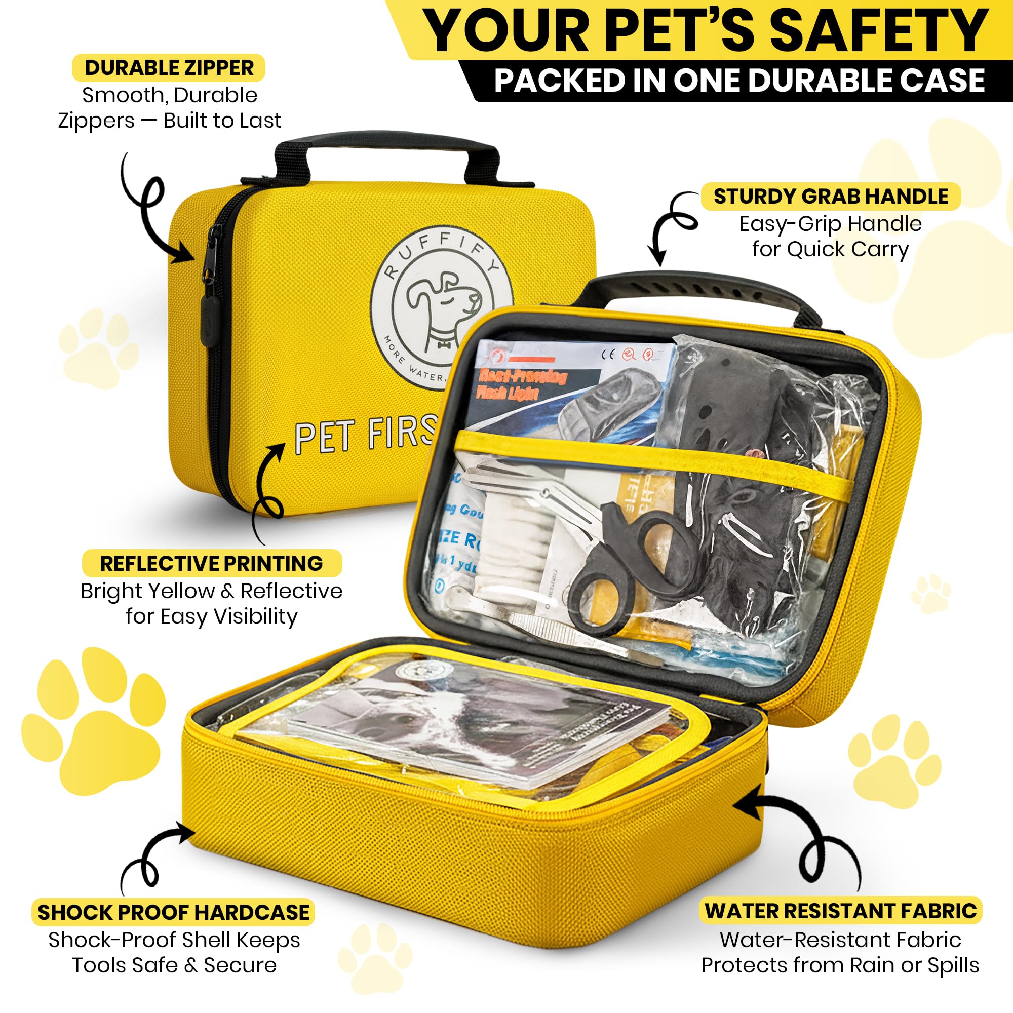 Dog First Aid Kit – Essential Items Pet Emergency Kit Accessories for Car, Travel, Hunting, Hiking & Camping Gear with Mini Pouch for Home, Office & Outdoor Adventures - 55 pcs - image 4