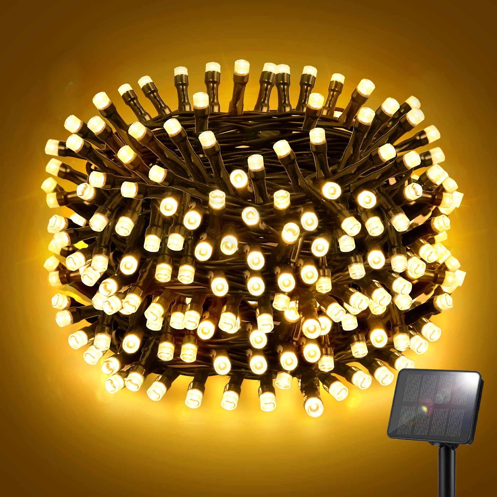 FFZZKJ Solar Lichterkette Aussen 5M 50LED Solar Lichterkette Outdoor Wetterfest 8 Modi IP65 Wasserdicht für Garten Terrasse Baum Hof Party, Warmweiß