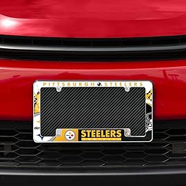 Rico Industries NFL Pittsburgh Steelers Primary 12 x 6 Chrome All Over Automotive License Plate Frame for Car/Truck/SUV