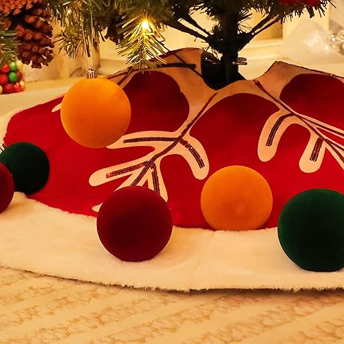 Miniatura 3 de Amooca Bolas de Navidad grandes de 3.15 pulgadas, adornos flocados para colgar en el árbol de Navidad, decoración para colgar en el árbol