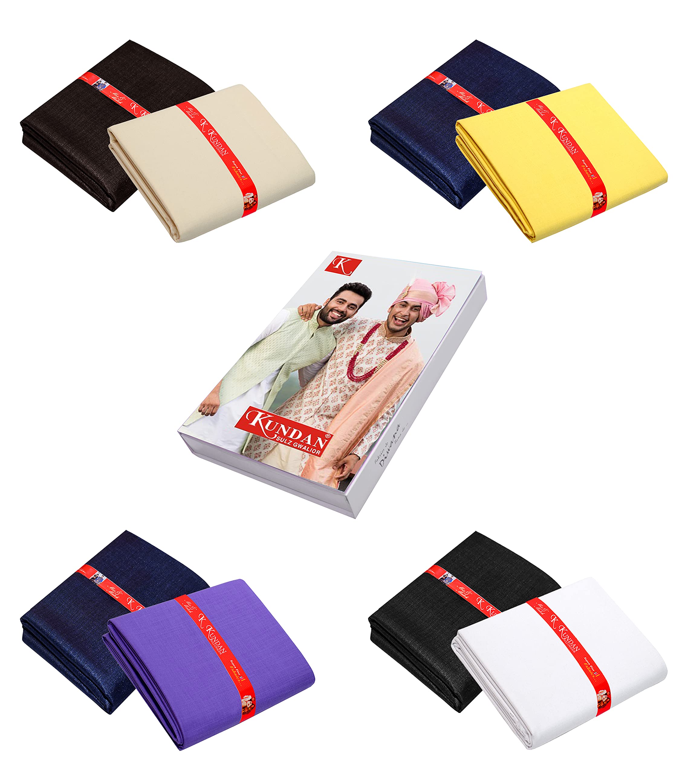 KUNDAN SULZ GWALIOR MEN'S Cotton Shirt & Poly-Viscose Trouser Fabric Combo Set (Pack of 4; 1.30 & 2.25 Meters; Multicolor-12)-picture-25