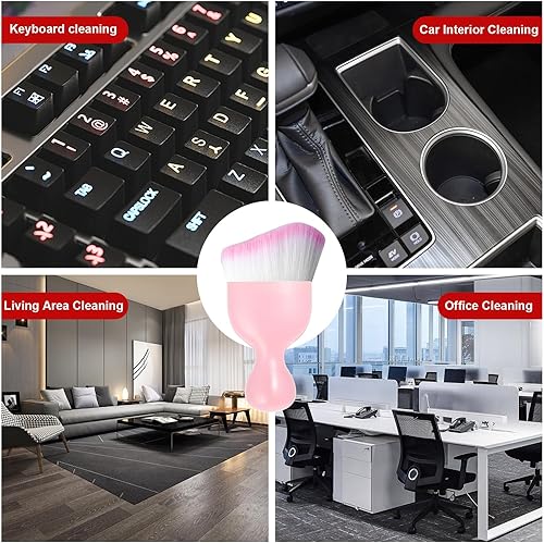 Miniatura 5 de Ziciner 2 cepillos para detalles de automóvil, cerdas suaves curvas, colectores de polvo de eliminación automática, tablero universal del vehículo,