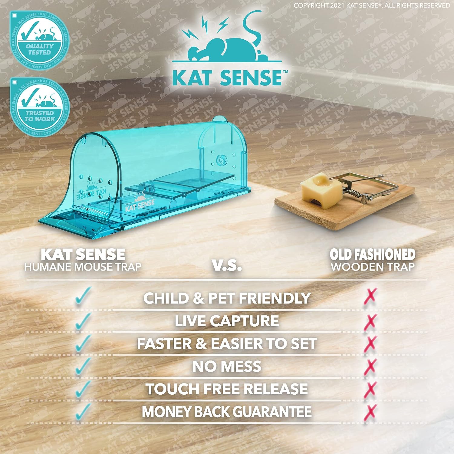 Large Humane Rat Traps, Set of 2, Catch and Release Mice Into The Wild, Cruelty Free, Live Capture Plank Trap, Smart No Kill Rodent House Cage, A Friendly Pest Control Solution