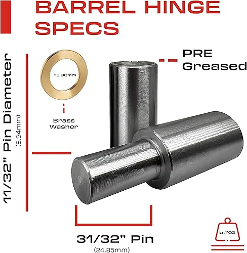 Miniatura 3 de 4 bisagras de barril soldables de 3 pulgadas - 3 pulgadas x 34 pulgadas - acero resistente - Bisagras de puerta de bala para soldadura - Bisagras