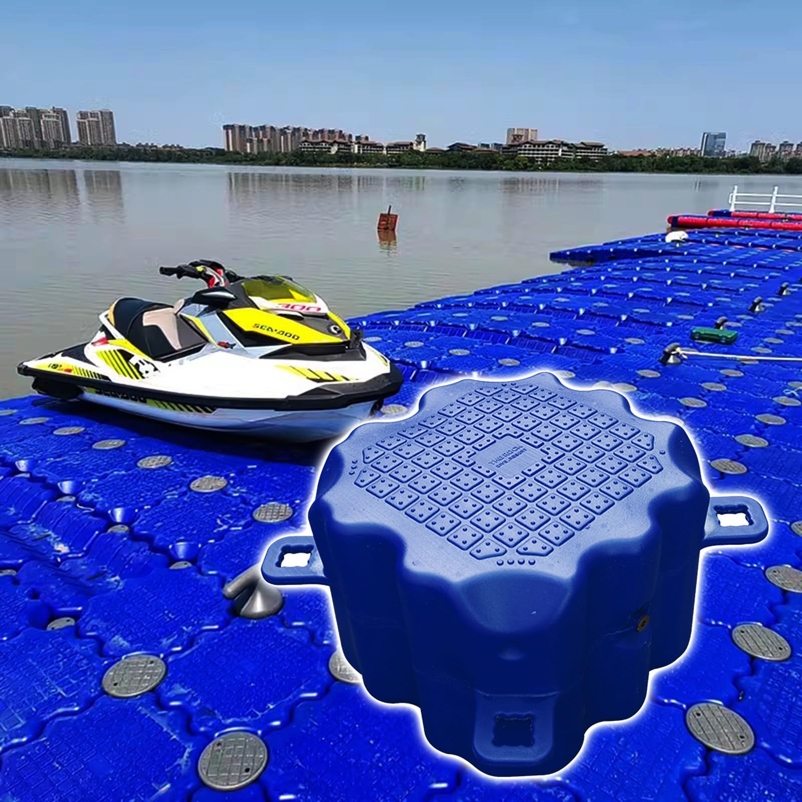 plataforma flotante para pescar Kit de muelle flotante portátil para actividades acuáticas recreativas/pesca, Muelle flotante resistente para pesca en lagos, Pontones acuáticos de plástico para montaj