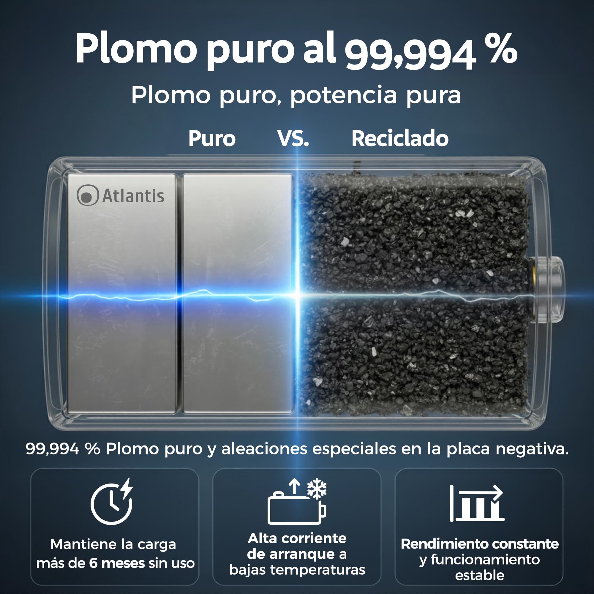 Atlantis batería de Plomo hermética (VRLA) 12 V 7 Ah, para Sistemas de alimentación ininterrumpida (SAI), videovigilancia, Alarma, Movilidad eléctrica, Juguetes, faston F2 6,3 mm, A03-BAT12-7.0A