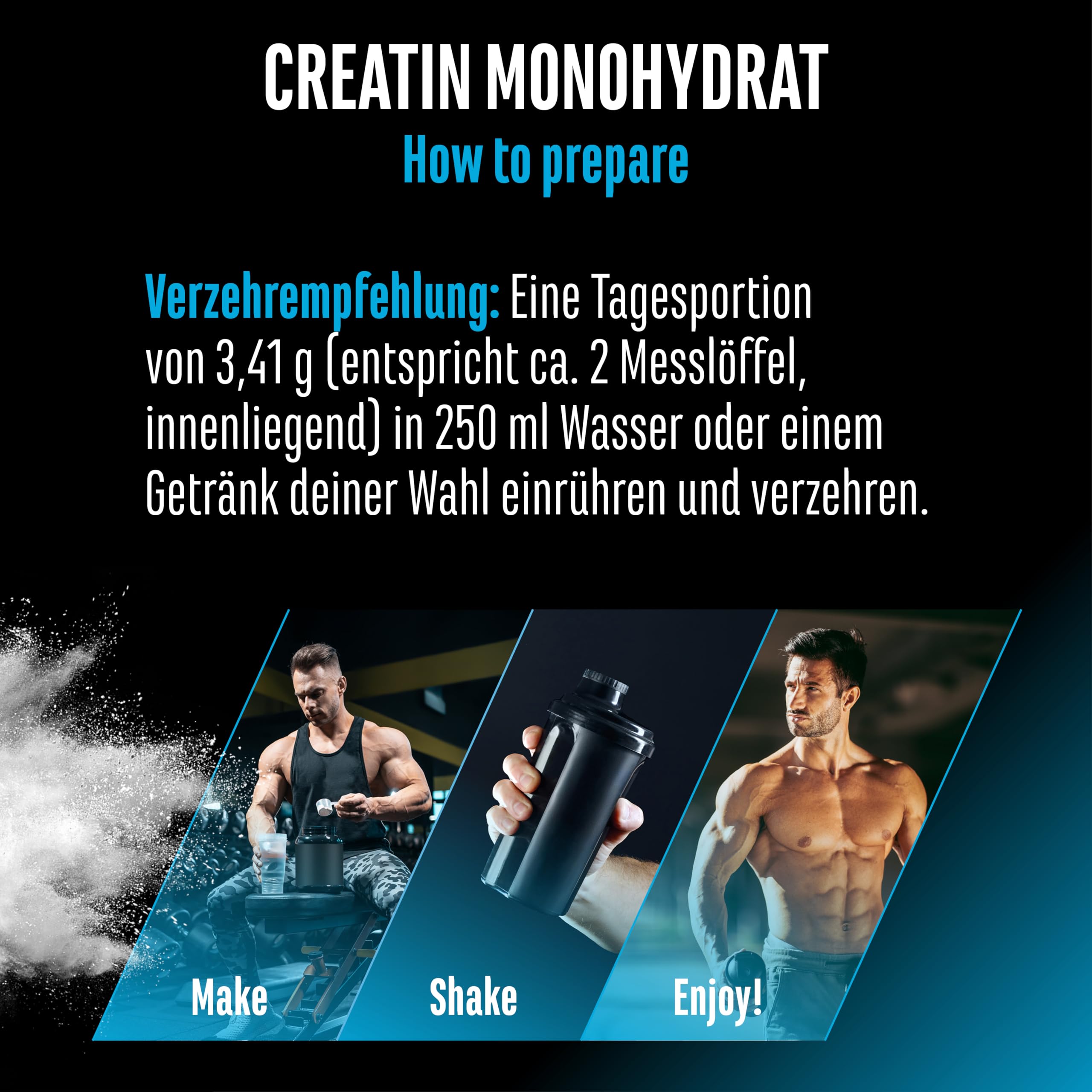 Creatin Pulver - 1kg / 1000 g - Creatine Monohydrat Pulver - Optimale Löslichkeit & mikrofein - Vegan - 293 Anwendungen - German Elite Nutrition | 293 Portionen, mikrofein löslich, Mesh Faktor 200, vegan, ohne Zusätze
