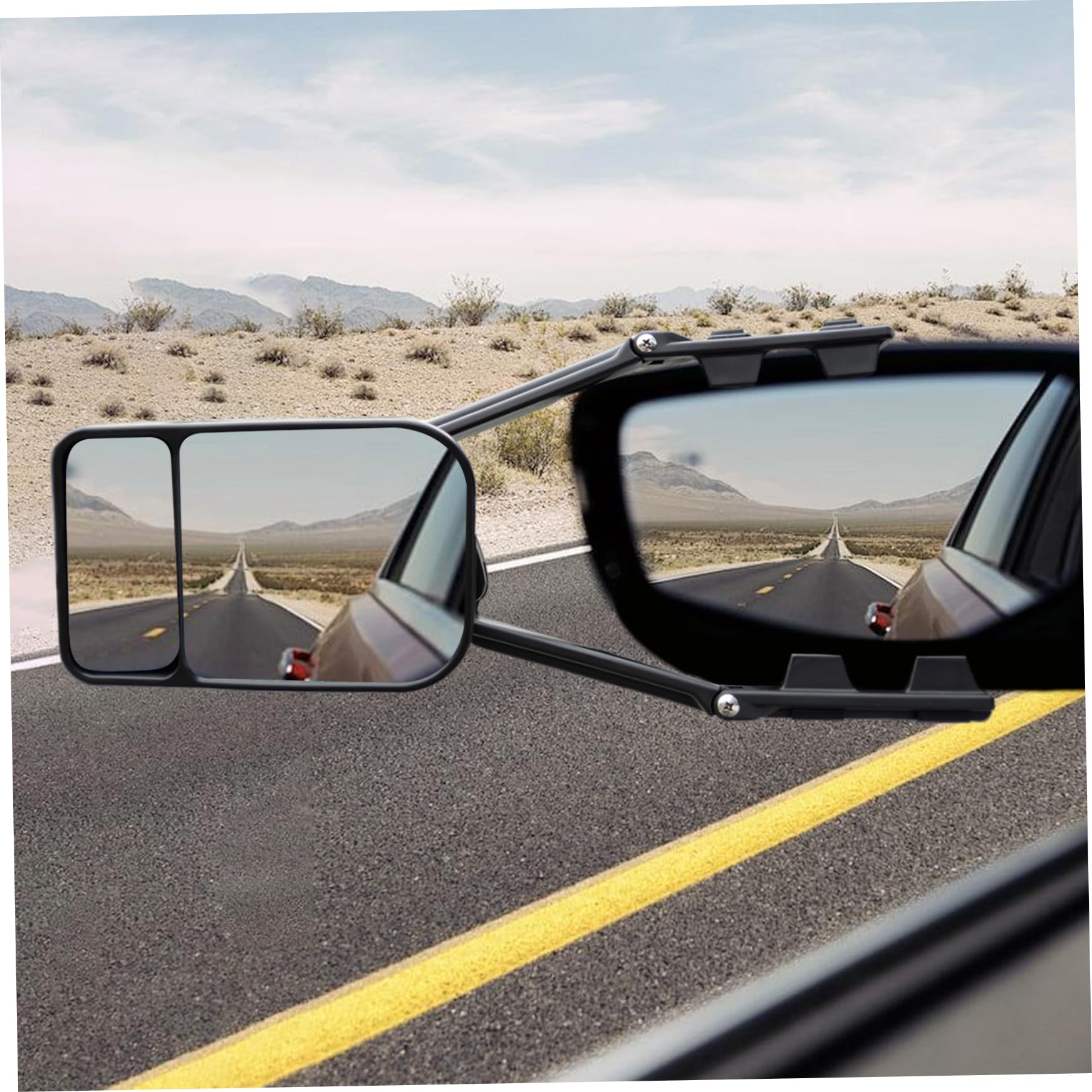Specchio posteriore dell'auto, specchio posteriore per auto da 2 pcs, punto cieco esteso regolabile, doppi accessori piatti per veicoli, roulotte