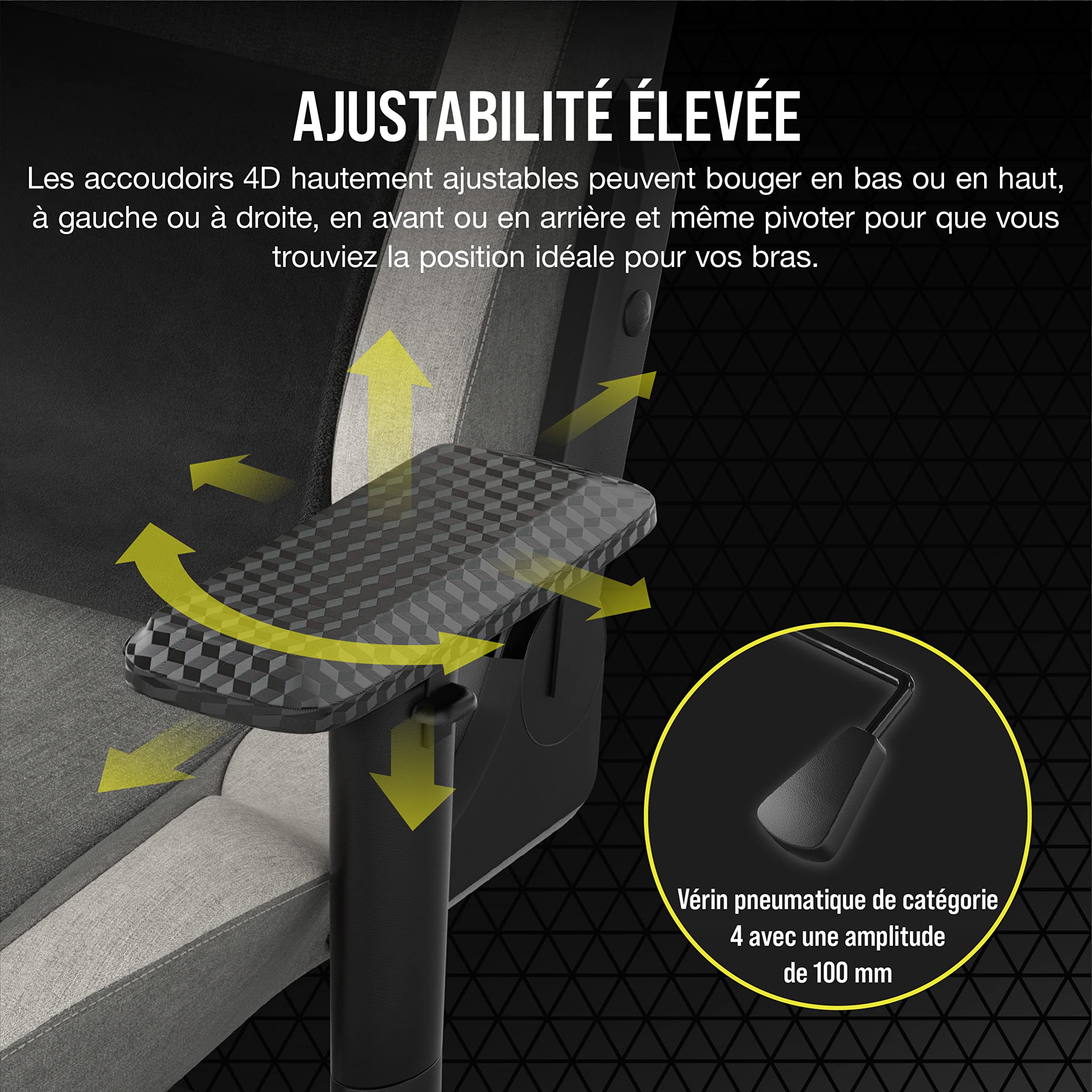 Corsair T3 Rush Fabric (2023) Fauteuil Gaming – Gris et Blanc | Revêtement en Tissu Doux, Coussin Détachable pour La Nuque et Support Lombaire à Mémoire de Forme
