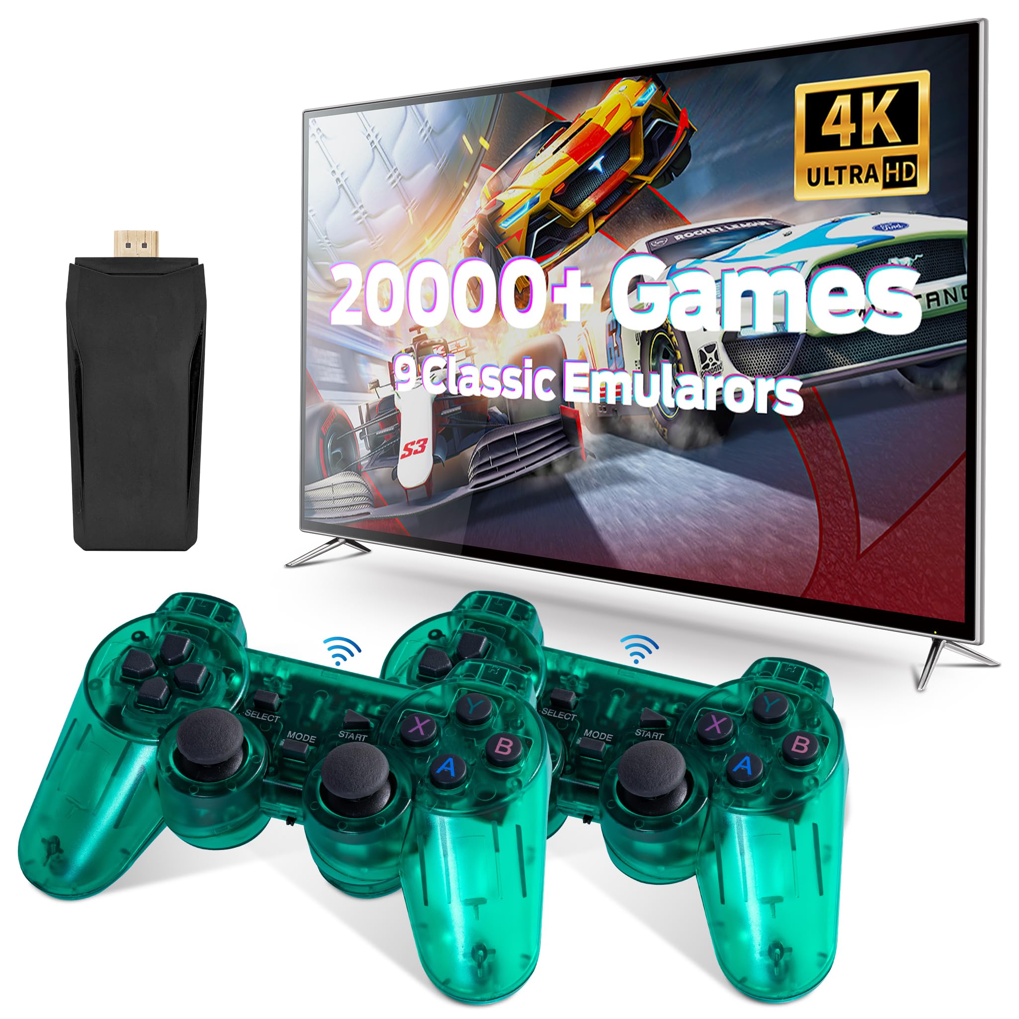 Consola Retro Inalámbrica 2025 Con Dongle HDMI 4K – 20,000 Juegos Preinstalados Y 2 Mandos, Plug & Play