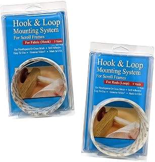Mounting System for Scroll Frames - No Basting Hook & Loop for Rods & Fabric. 2-pc Set