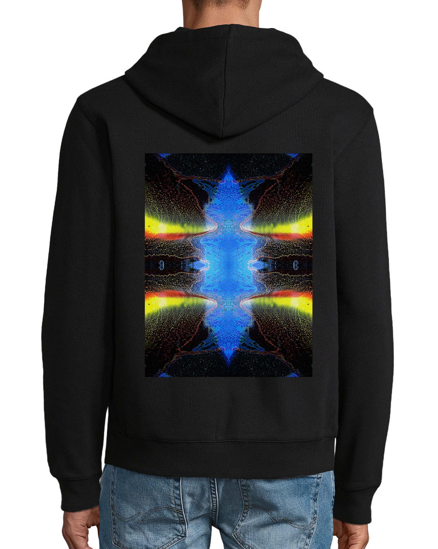 Shapeshifter Trippy Goa Art Felpa con cappuccio in misto cotone con cerniera nera