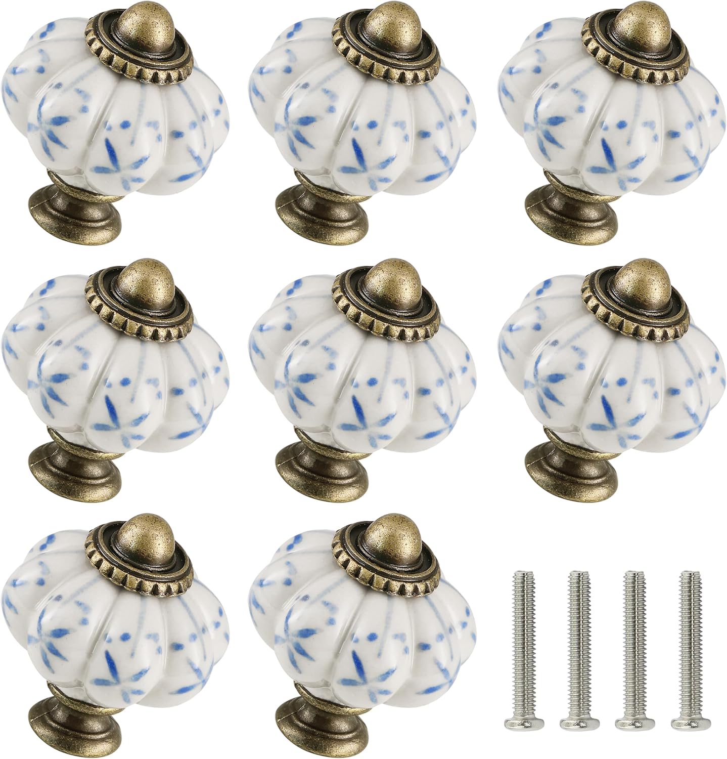 Zernmiarder Marineblauwe keramische pompoenkastknoppen, set van 12