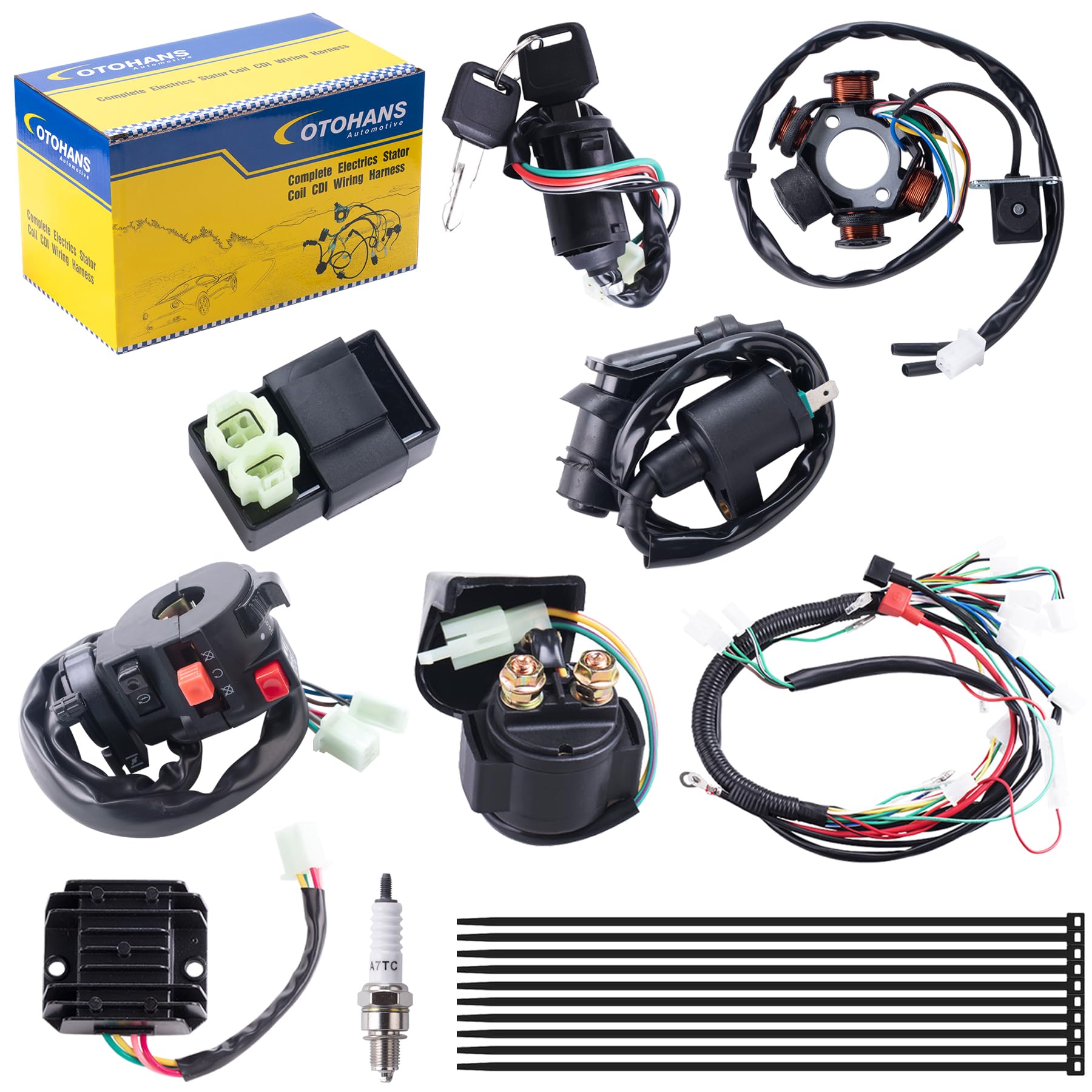 Sponsored Ad - Complete Wiring Harness kit Electrics Wire Loom Assembly with Full Copper Wire for GY6 4-Stroke Four Wheelers Engine Type 125cc 150cc Pit Bike Scooter ATV