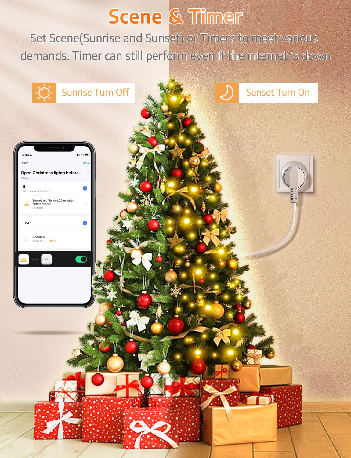 SMARTERCURRY Prise Connectée WiFi (Type F), Prise Intelligente Mini 13A avec mesure du courant, compatible avec Alexa et Google Home, commande vocale et télécommande via application, 4 Pièces
