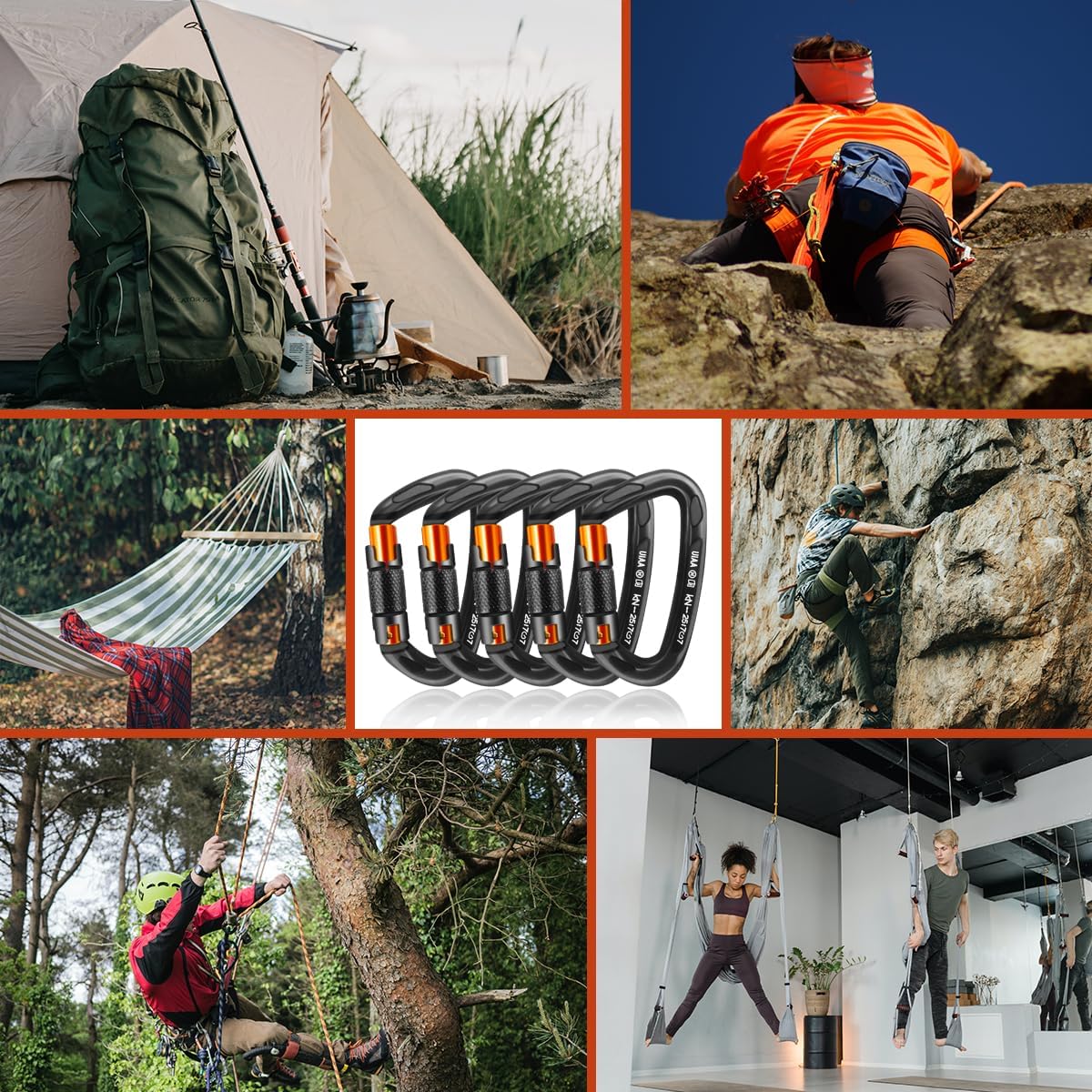 Climbing Carabiner Clips 25kN Auto Locking Carabiner, Professional Heavy Duty Large Locking Carabiner Clips for Rock/Ice Climbing Rappelling Rescue Swing etc, D Shaped, Large Size - Image 5