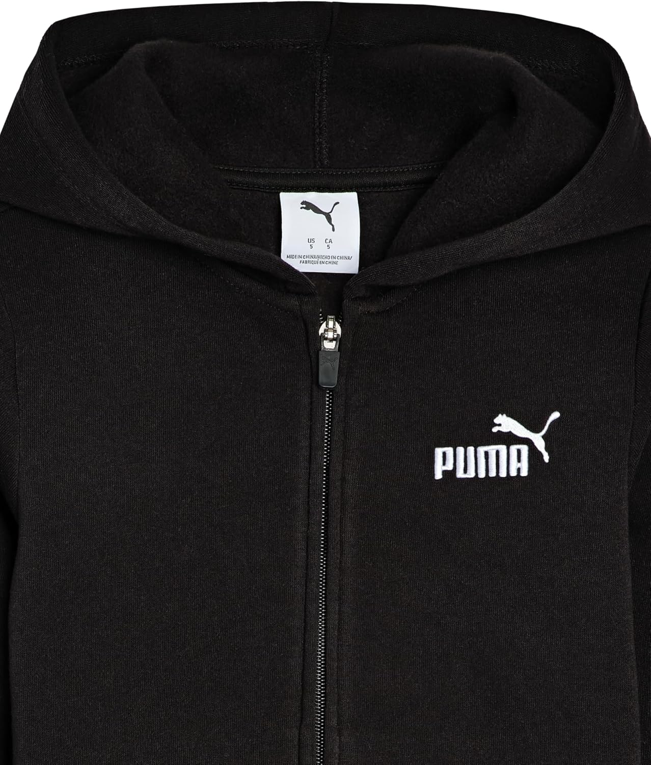 PUMA boys Essential Basics Logo Zip Up Hoodie, Fleece Sweatshirt, Front Pockets - Image 3