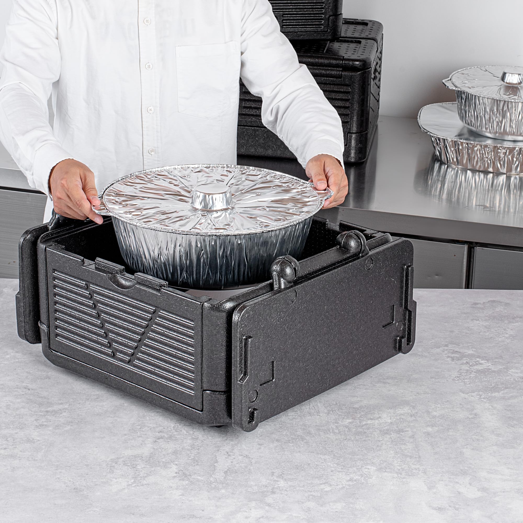 Restaurantware RWP1577B 9063/Transportador de alimentos aislado, plástico, negro