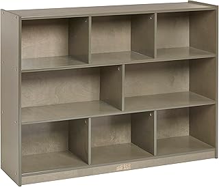 ECR4Kids 8-Compartment Mobile Storage Cabinet, Elementary, Classroom Furniture, Grey Wash