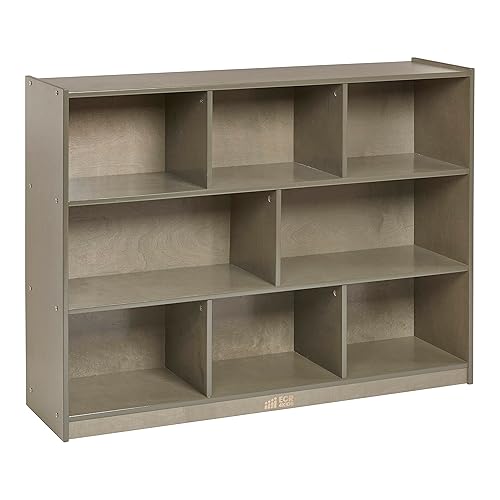 ECR4Kids Gabinete de almacenamiento móvil de 8 compartimentos, 36 pulgadas, muebles de aula, gris lavado Gris (Grey Wash),Natural,Blanco Cal