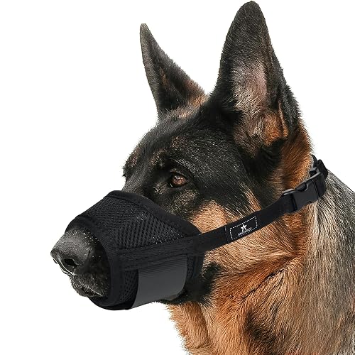 AMATHINGS Bozal de nailon para perros en XL evita morder, masticar y ladrar y permite jadear y beber