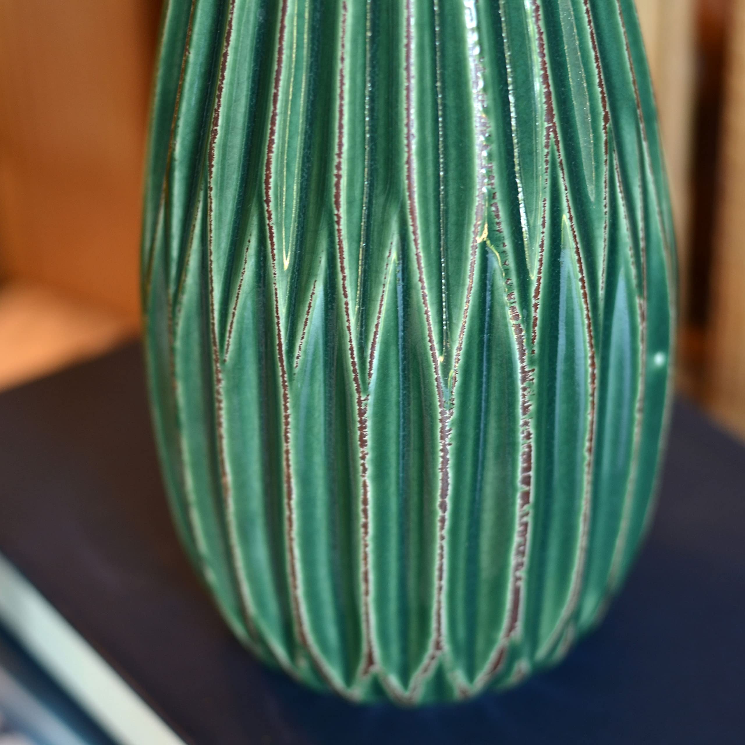 Amazon.com: Geometric Green Vases, Set of 2, Textured Vessels, Set