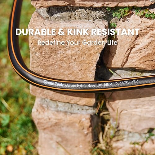 Miniatura 6 de Giraffe Tools Manguera de jardín de 100 pies x 58 pulgadas, manguera de agua resistente, ligera, flexible manguera híbrida con mango giratorio,