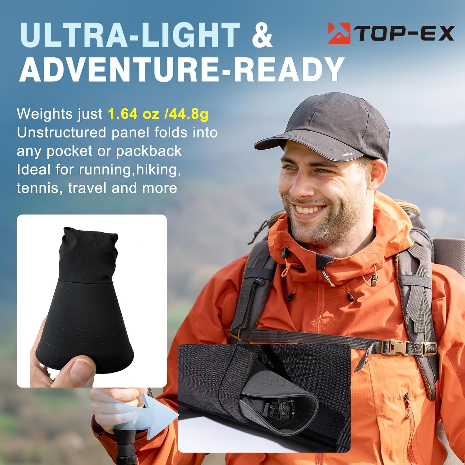 Oversized XL XXL Waterproof All Weather Performance Running Cap Recycled Unstructured Baseball Hat Urban Storm - Image 4