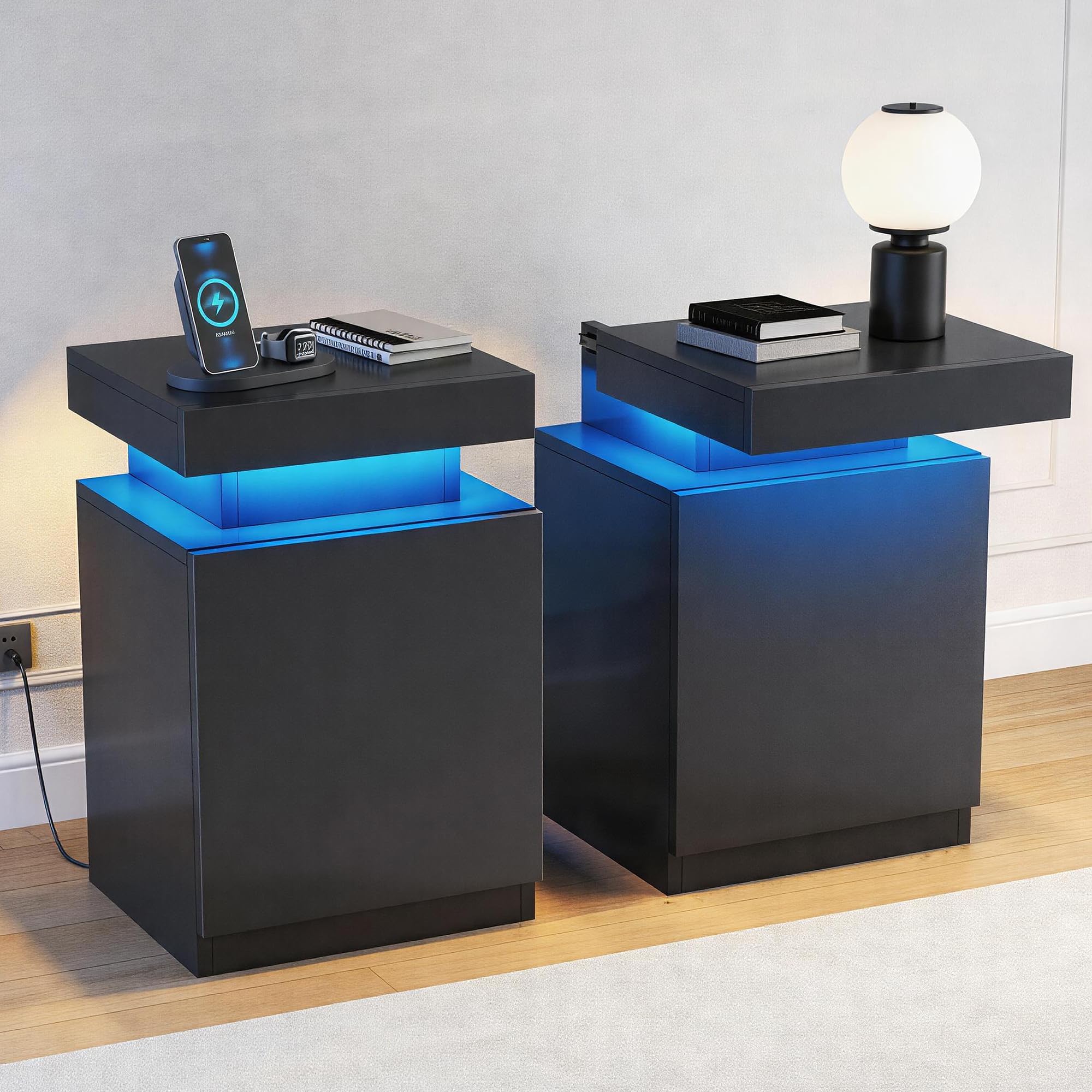 Amazon.com: OneBlis Nightstands Set of 2, 17.7 Inches LED Night