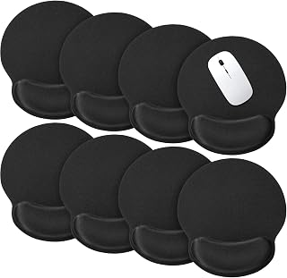 Yunsailing 8-Pack Ergonomic Mouse Pads with Gel Memory Foam Wrist Rest - Pain Relief & Comfort for Gamers & Office Use (Black)