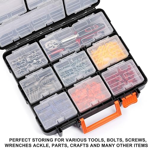 Miniatura 6 de Mayouko Caja organizadora de herramientas desmontable de 16 compartimentos, caja organizadora de hardware con secciones extraíbles, estuche de