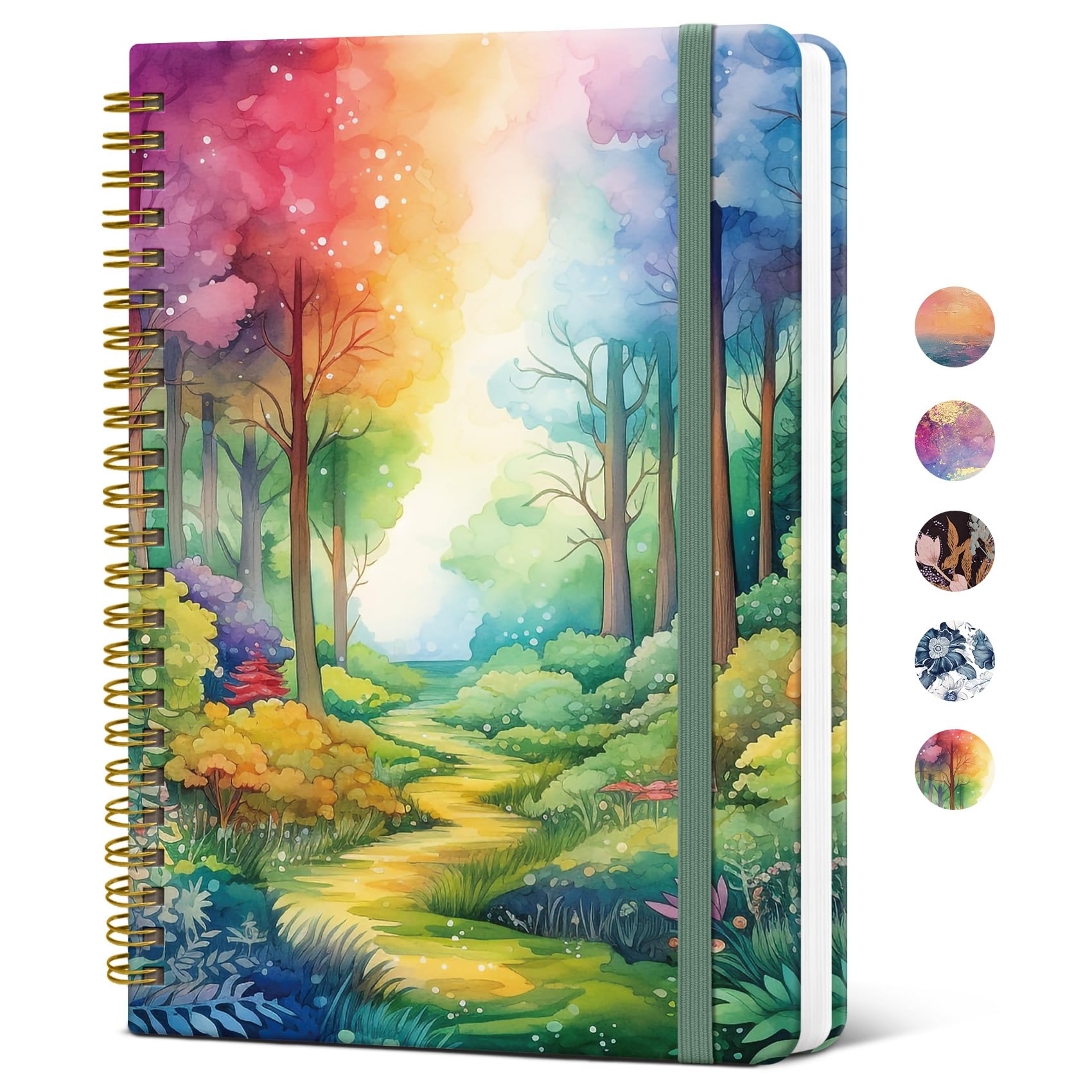Lined Spiral Journal Notebook for Women, A5 College Ruled Journals for Writing, Hardcover Notebooks for Work, Note Taking and Office School Supplies,140 Pages - Mystic Forest
