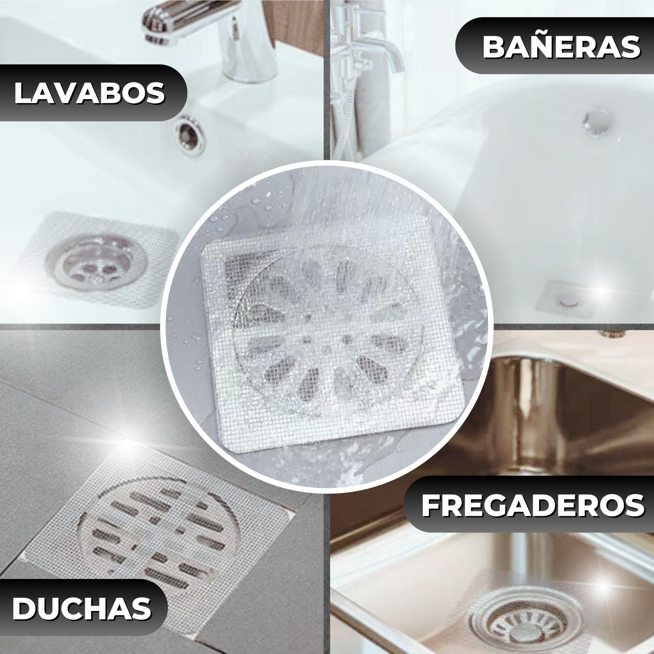 WeddHuis 50 Stück Haarfänger Für Duschabfluss - Selbstklebende Abflussfilter 15x15cm