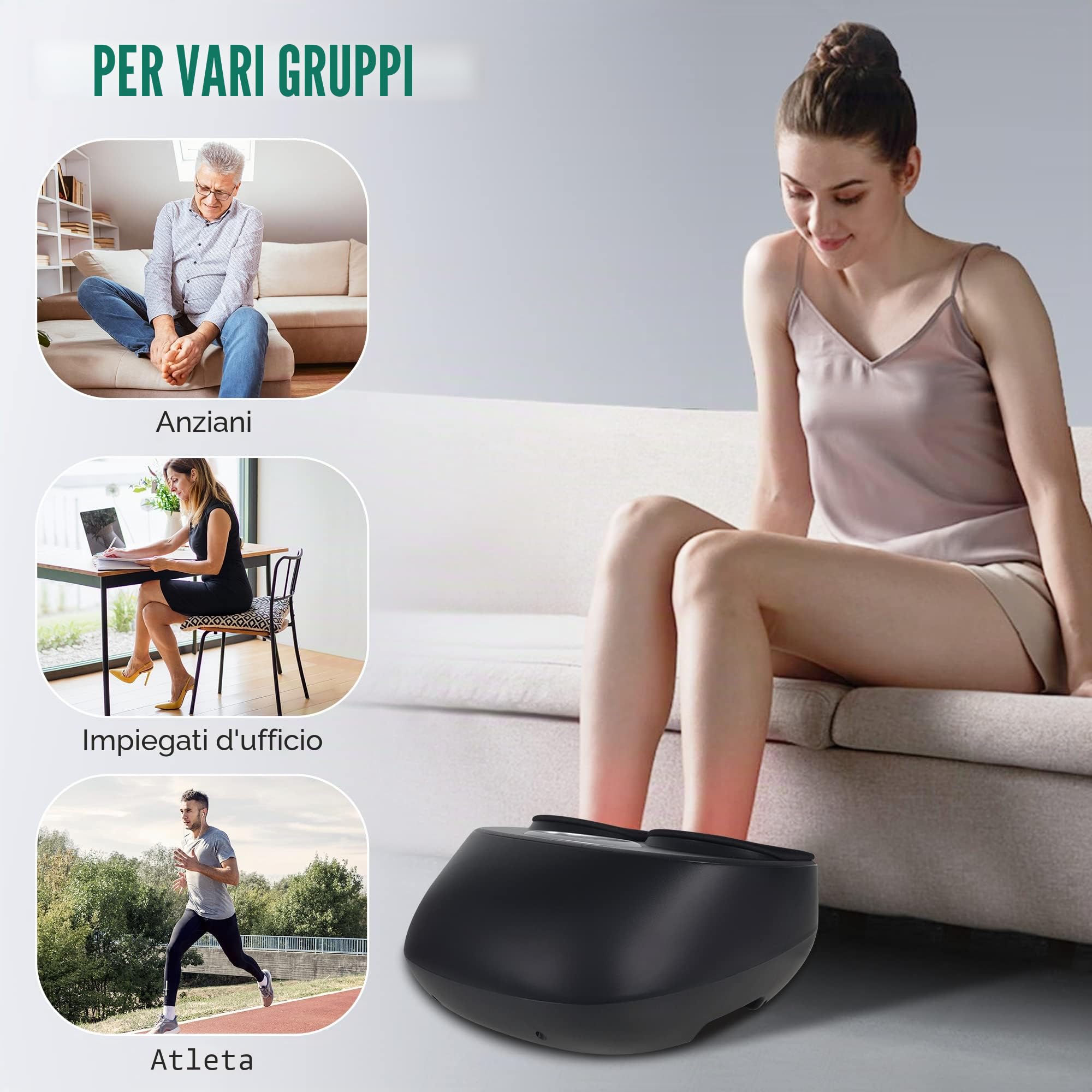 Snailax Massaggiatore elettrico per piedi con calore, massaggiatore per piedi Shiatsu elettrico con impastare rulli di compressione, scaldapiedi, regali per donne uomini