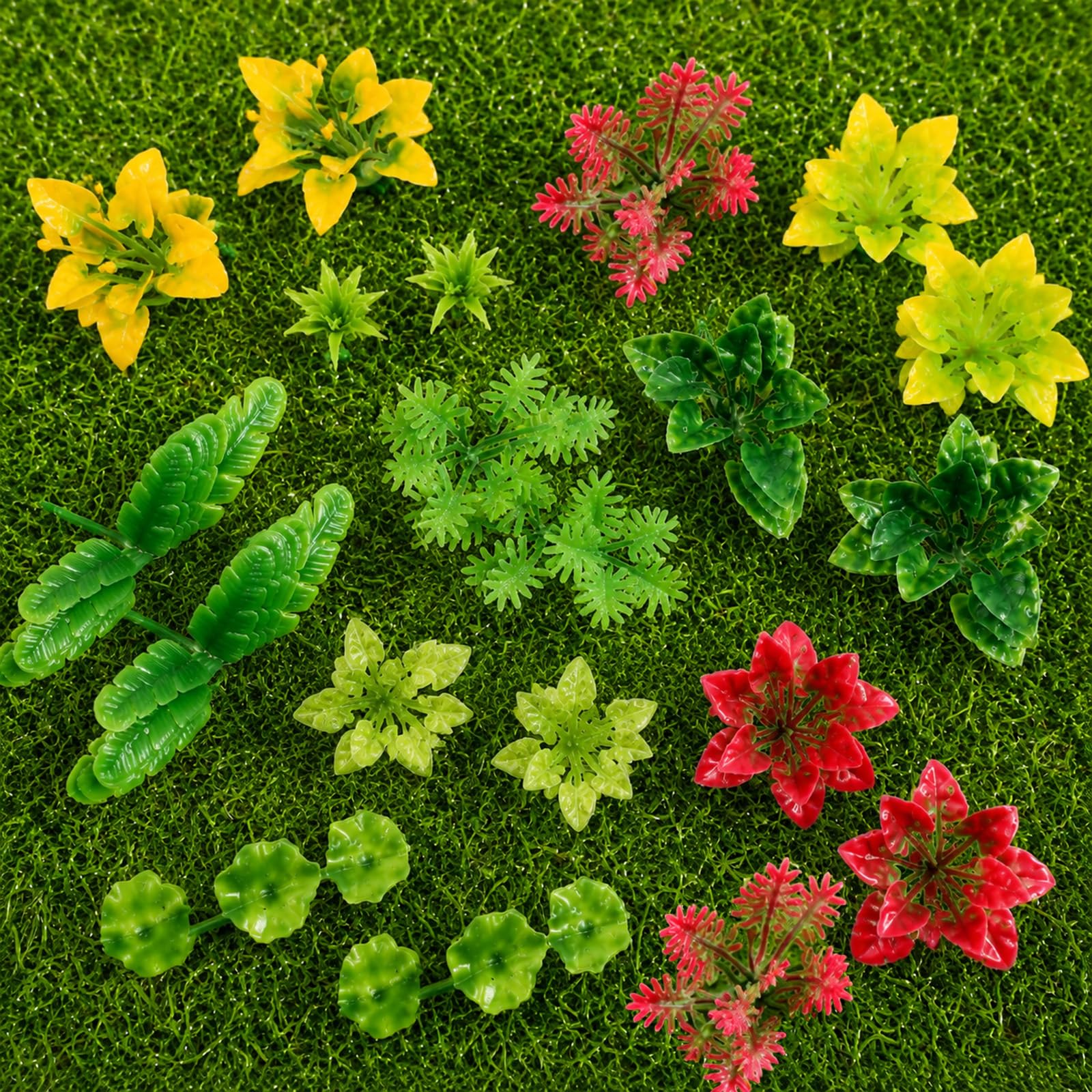 Heclia 100Pcs Mini Model Trees Miniature Plant Set Mini Fake Jungle Trees