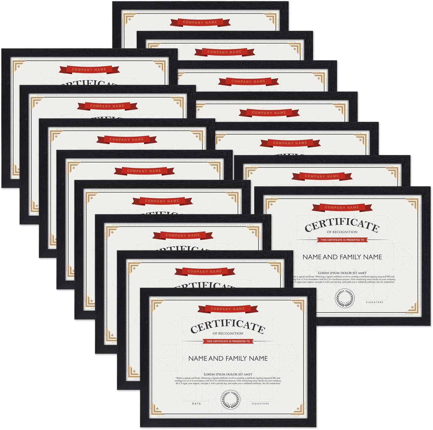 Edenseelake 8.5 x 11 Picture Frame Set of 15, Black 8.5 x 11 Certificate Frame Bulk for Award Document Diploma, Wall or Tabletop Display