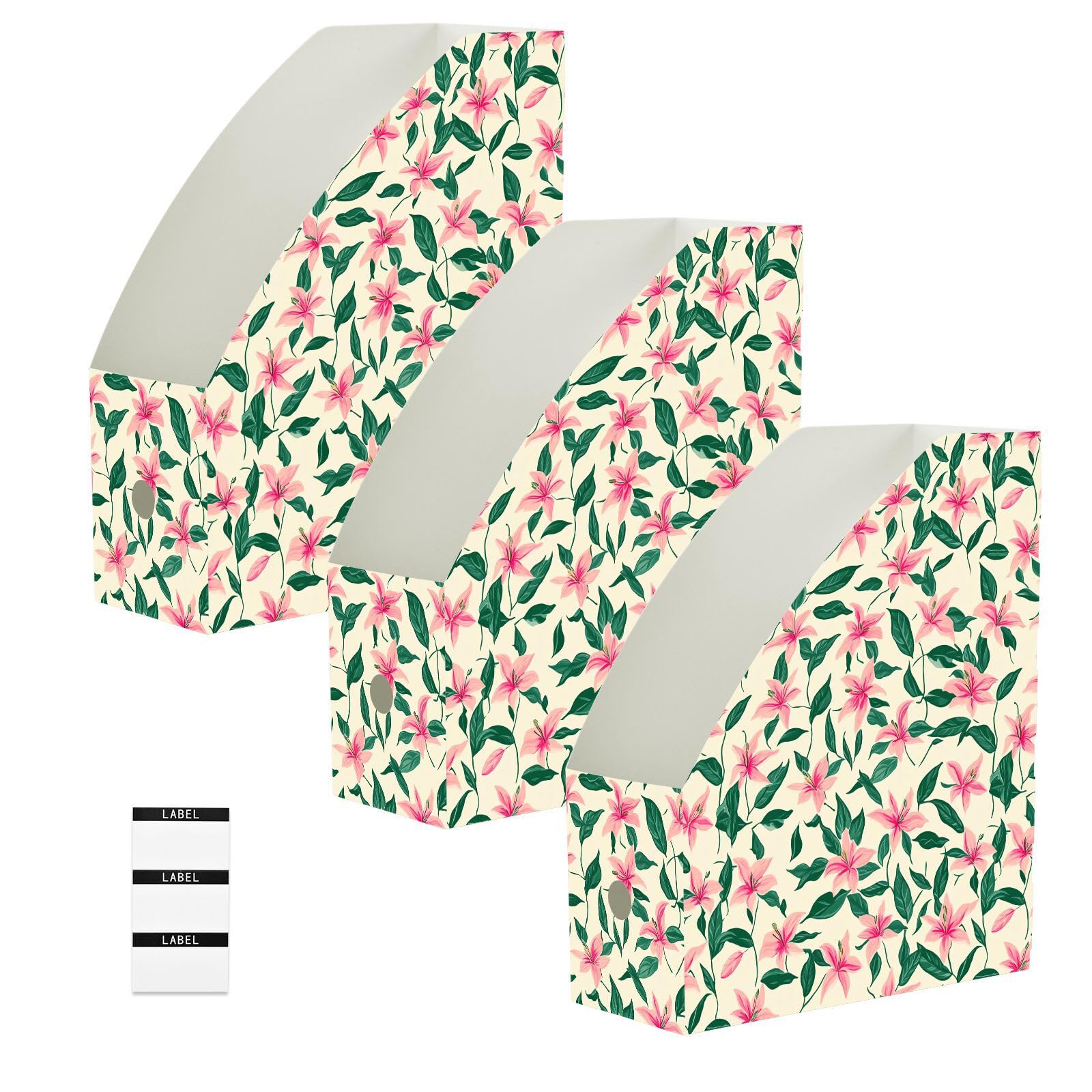 Dossiers pliables pour magazines au style imprimé petites fleurs roses et feuilles vertes