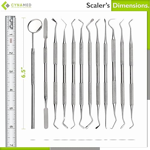 Miniatura 4 de Cynamed Kit de higiene dental de 12 piezas, juego de herramientas dentales para eliminar cálculos y placas, raspador de tarter, sondas de púas de