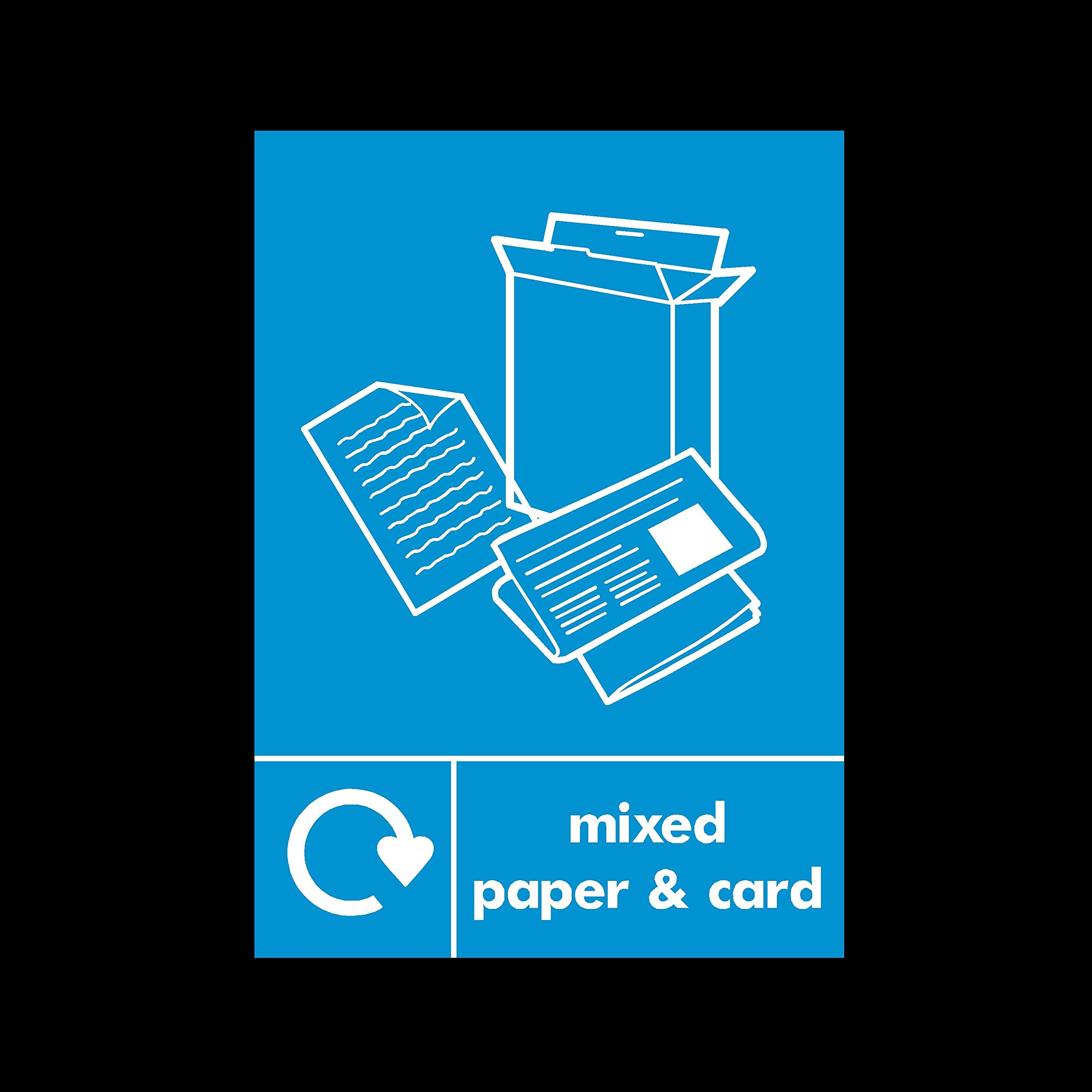 Ussp&S Green Mixed Paper & Card Recycling Sticker/Self Adhesive Sign - Environment/Reduce Co2 / World/Bins
