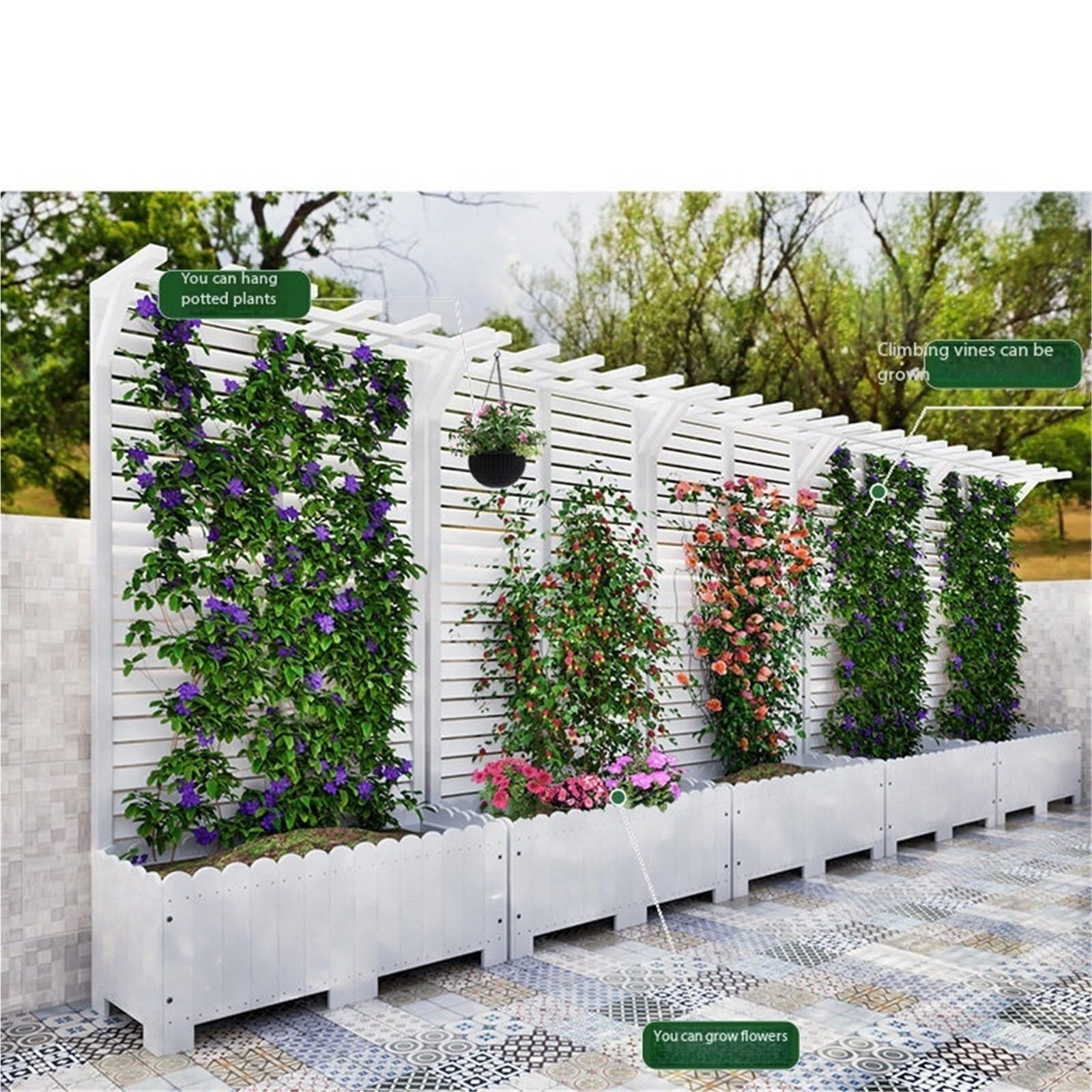Pflanzgefäße für den Garten Blumenkasten-Pflanztrog, Trennwand, Zaun-Pflanzgefäß