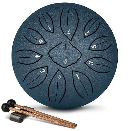 LEKATO Steel Tongue Drum 6 Inch 11 Note Sound Healing Beginner Handpan Drum Percussion for Meditation Yoga Musical Education